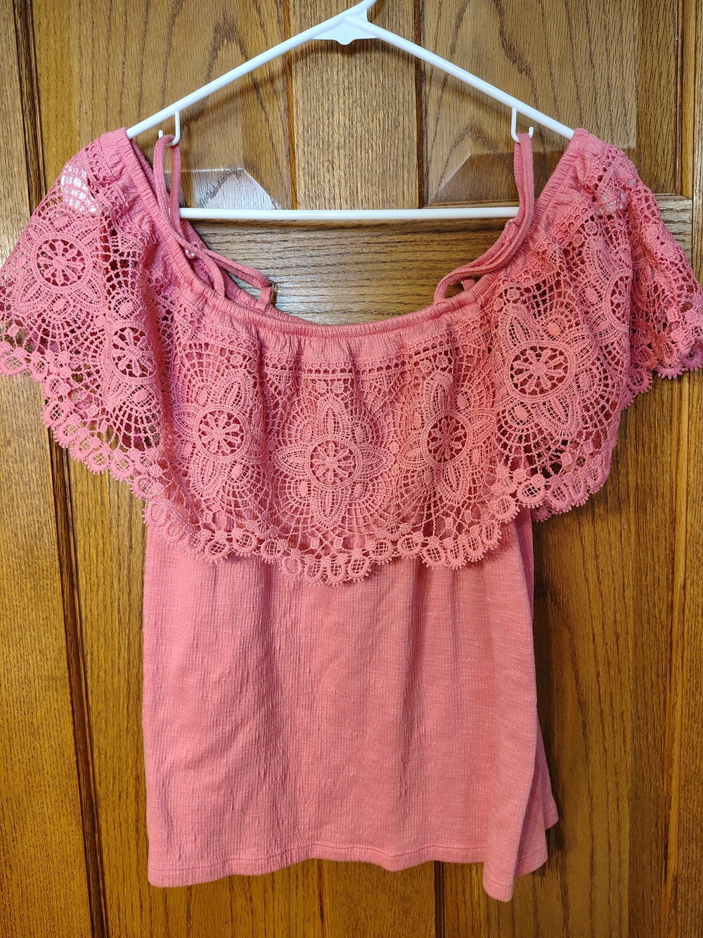 Lace Off-Shoulder Pink Women's Top